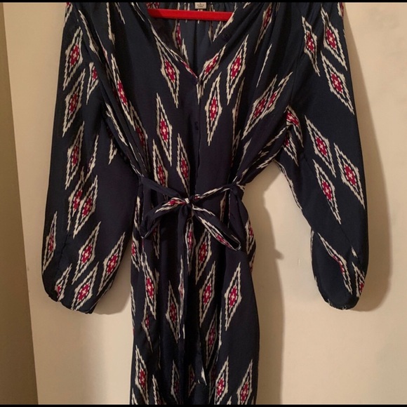 Tucker Navy & Crimson Ikat Shirtdress - Picture 4 of 5
